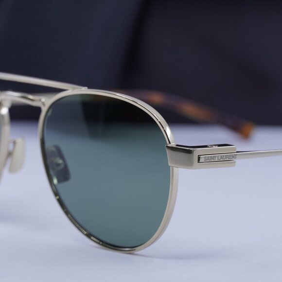 Saint Laurent SL708 003 Aviator Sunglasses - Gold/Green - Picture 2 of 11